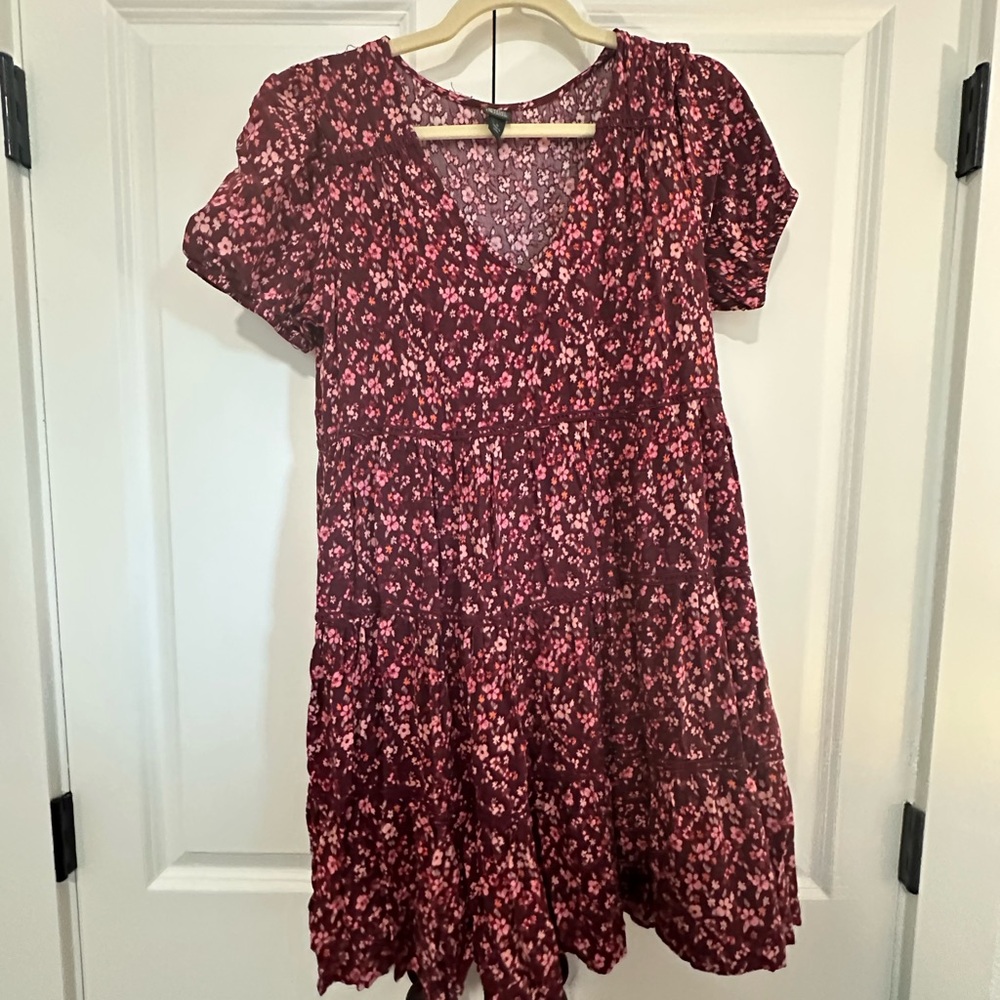 Maroon floral summer dress